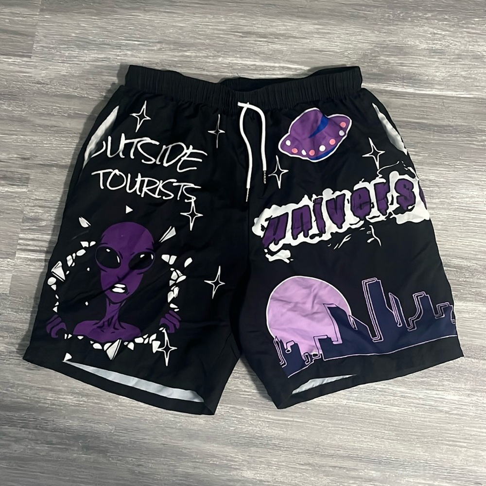 Shorts for the summer size medium main color black with purple and white
